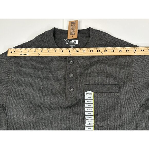 NWT Duluth Trading Co. Burly Thermal Relaxed Fit Henley Men’s M Charcoal Grey - Picture 14 of 15